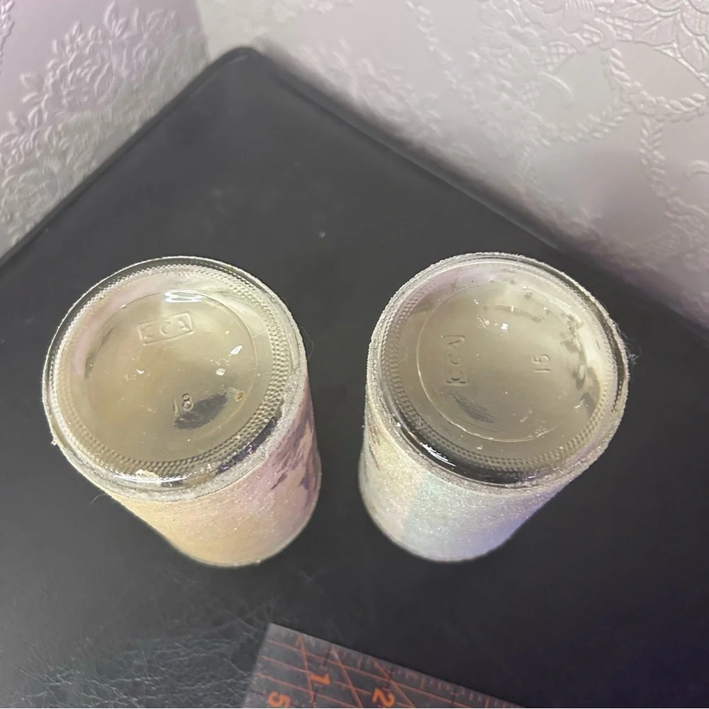 Vintage Danish Hummel Inspired Sugared Glass Candle holder pair